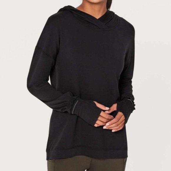lululemon athletica Tops - LULULEMON Black Extra Mile Hoodie Size 8